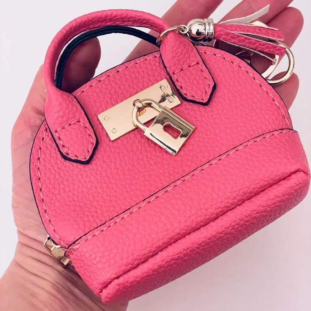 NWT Gorgeous Pink Pu Leather Purse Bag Charm Lobster Keyring Keyring Keyholder